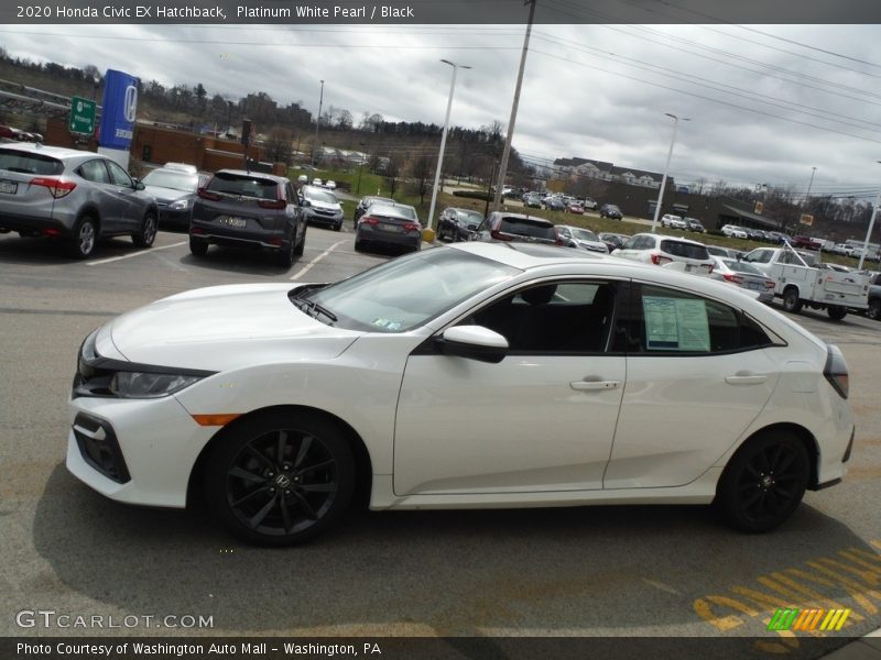 Platinum White Pearl / Black 2020 Honda Civic EX Hatchback