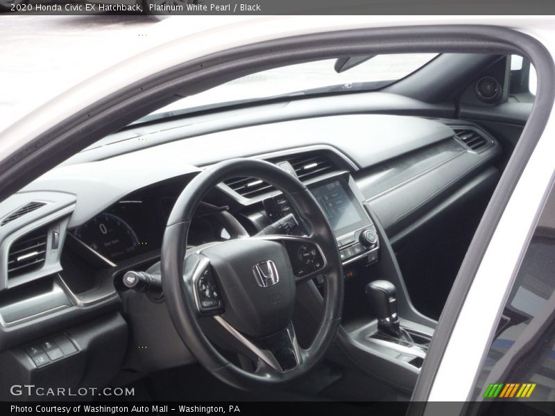 Platinum White Pearl / Black 2020 Honda Civic EX Hatchback