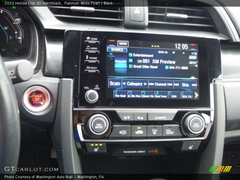 Platinum White Pearl / Black 2020 Honda Civic EX Hatchback