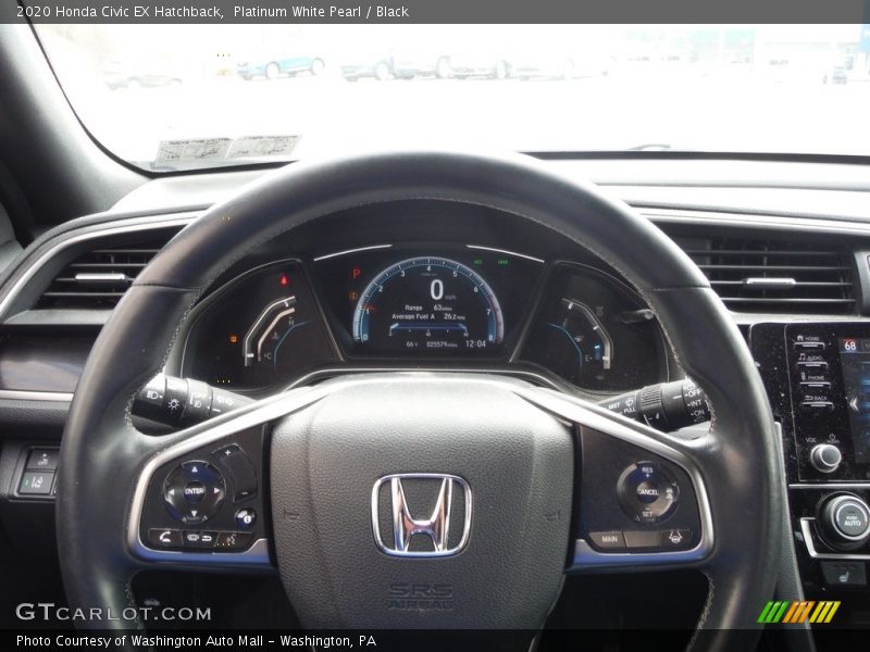 Platinum White Pearl / Black 2020 Honda Civic EX Hatchback