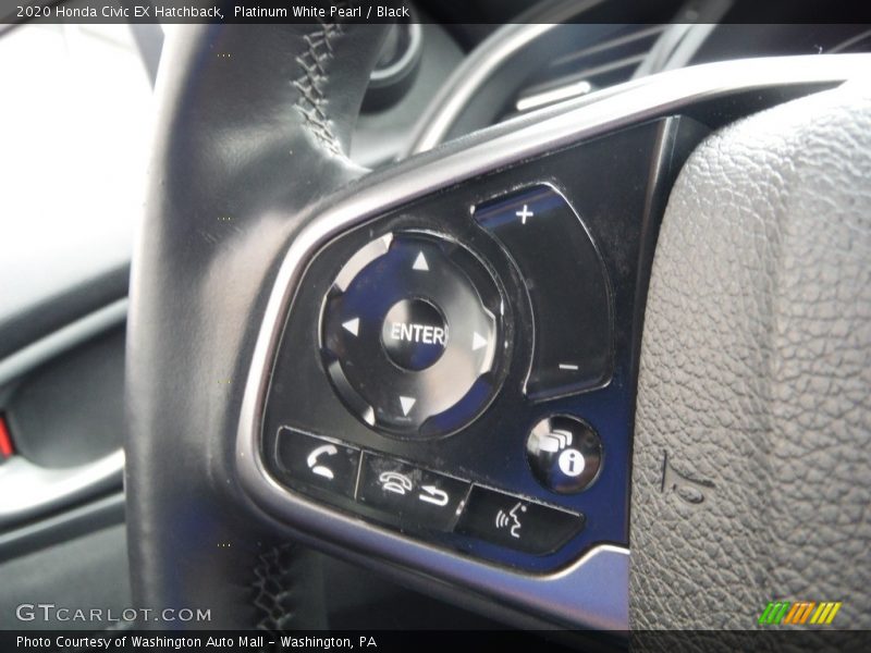 Platinum White Pearl / Black 2020 Honda Civic EX Hatchback