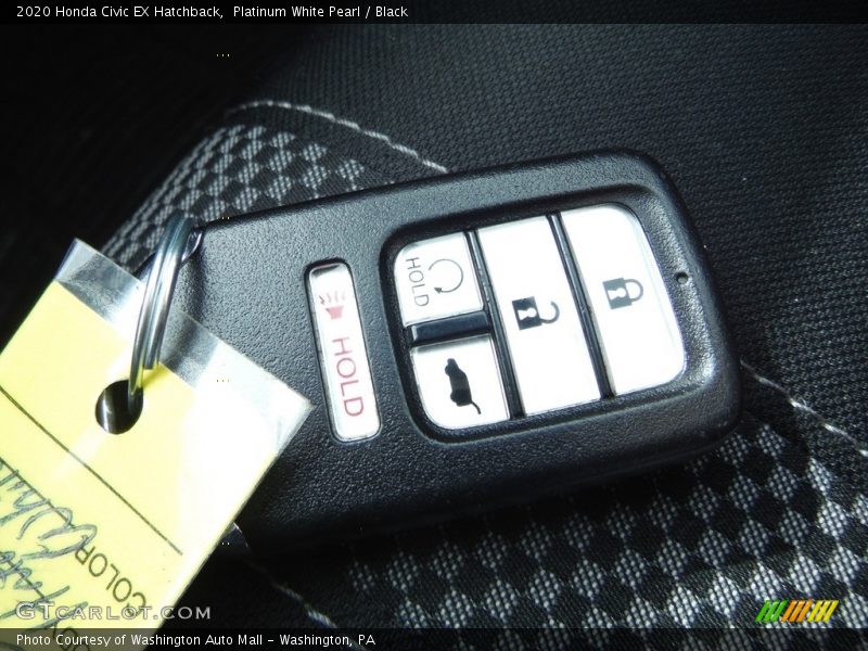 Platinum White Pearl / Black 2020 Honda Civic EX Hatchback