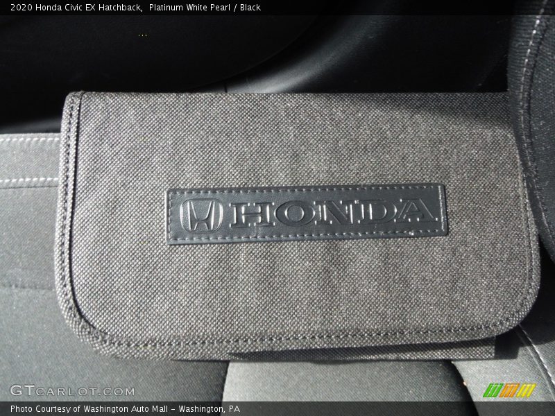 Platinum White Pearl / Black 2020 Honda Civic EX Hatchback