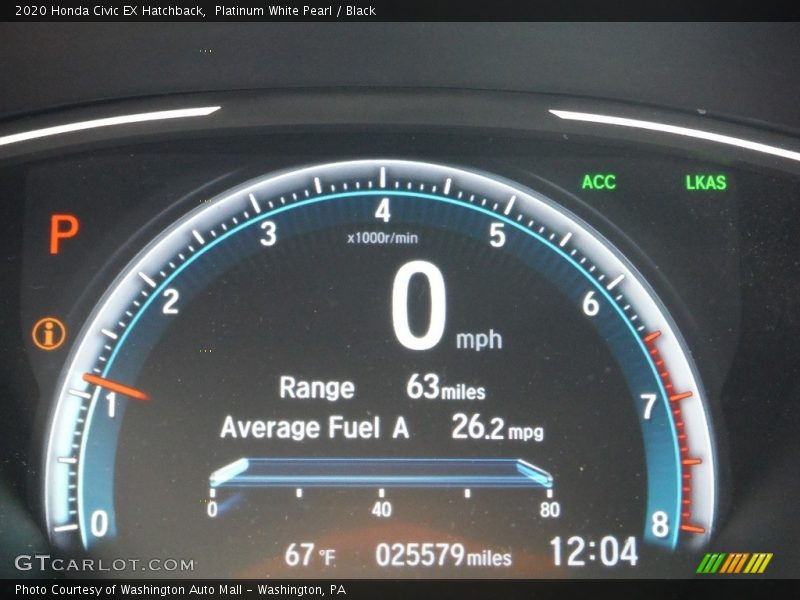 Platinum White Pearl / Black 2020 Honda Civic EX Hatchback