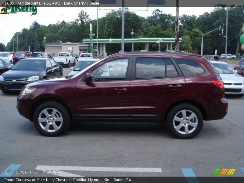 Dark Cherry / Beige 2009 Hyundai Santa Fe SE 4WD