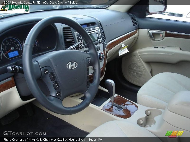 Dark Cherry / Beige 2009 Hyundai Santa Fe SE 4WD