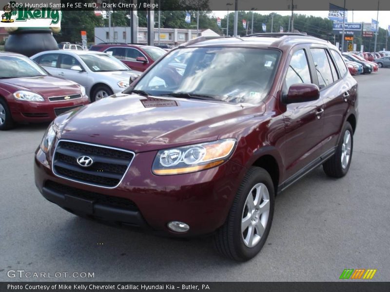 Dark Cherry / Beige 2009 Hyundai Santa Fe SE 4WD