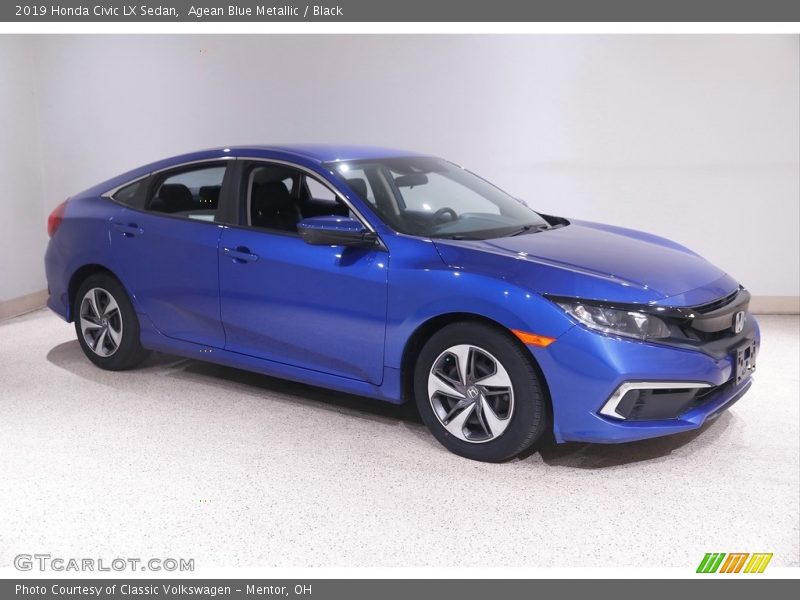 Agean Blue Metallic / Black 2019 Honda Civic LX Sedan