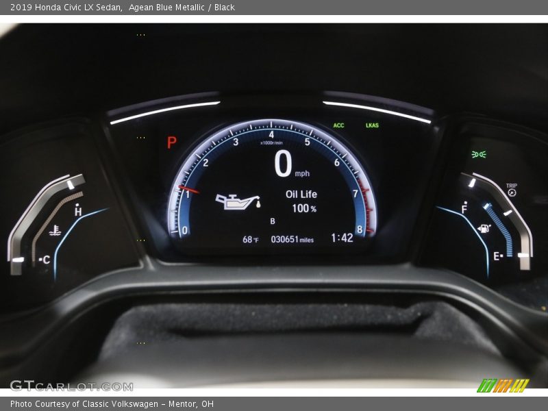 Agean Blue Metallic / Black 2019 Honda Civic LX Sedan