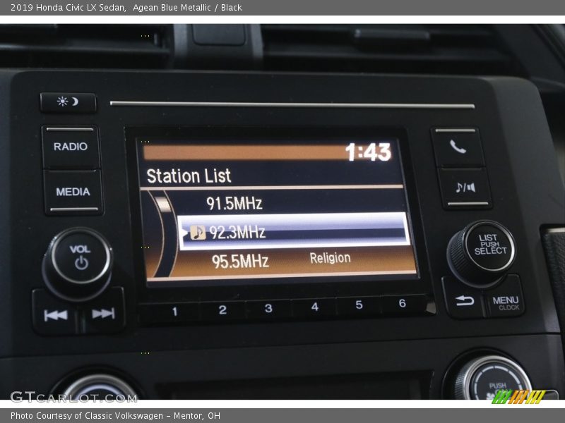 Agean Blue Metallic / Black 2019 Honda Civic LX Sedan