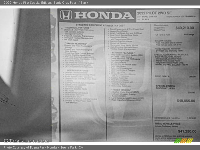  2022 Pilot Special Edition Window Sticker