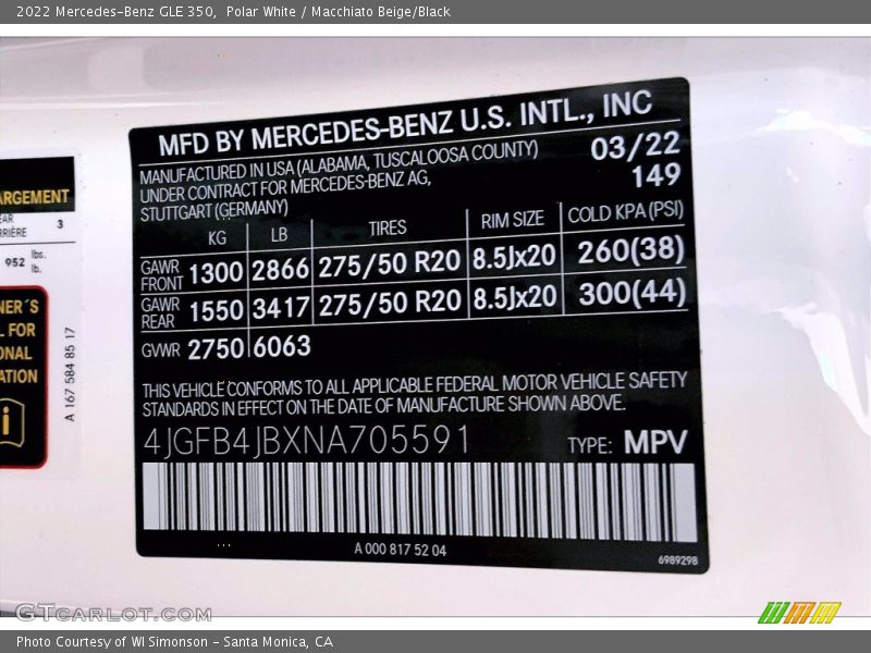Polar White / Macchiato Beige/Black 2022 Mercedes-Benz GLE 350