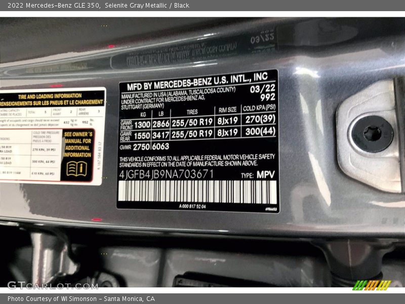 2022 GLE 350 Selenite Gray Metallic Color Code 992