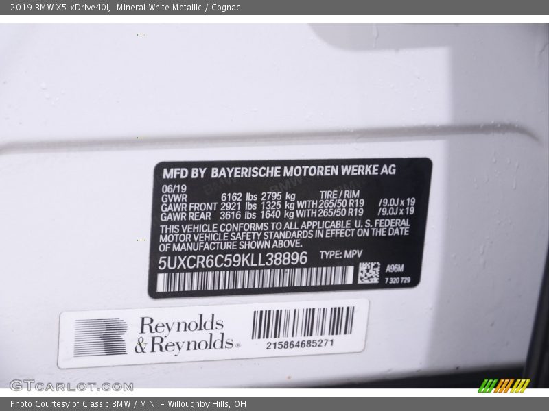 Mineral White Metallic / Cognac 2019 BMW X5 xDrive40i