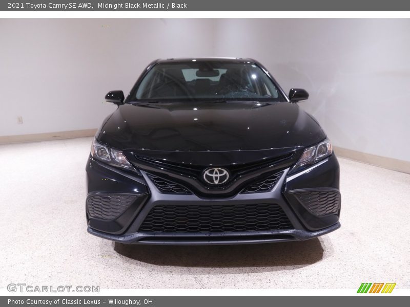 Midnight Black Metallic / Black 2021 Toyota Camry SE AWD