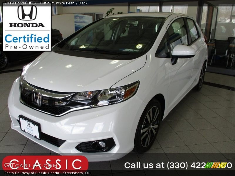 Platinum White Pearl / Black 2019 Honda Fit EX