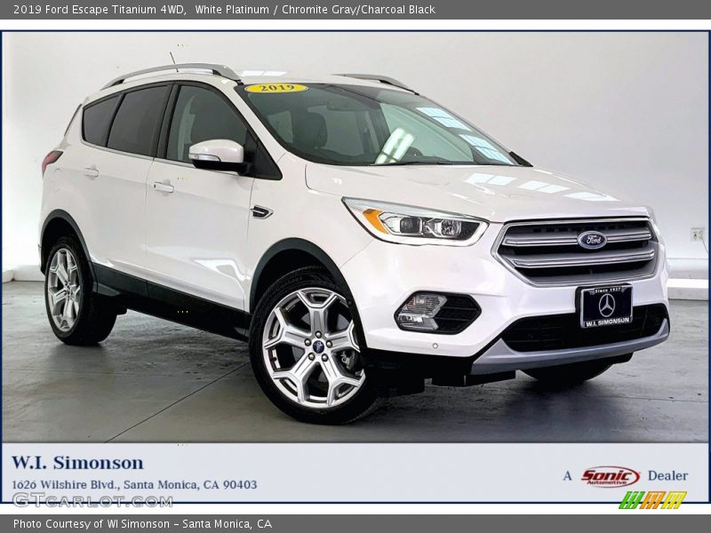White Platinum / Chromite Gray/Charcoal Black 2019 Ford Escape Titanium 4WD