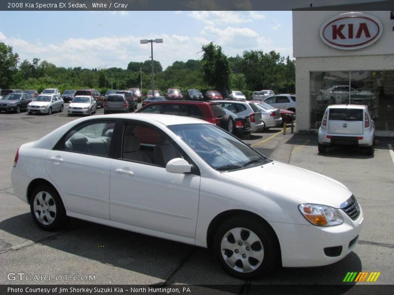 White / Gray 2008 Kia Spectra EX Sedan