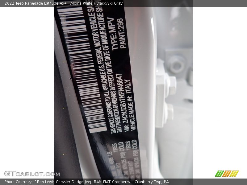 Alpine White / Black/Ski Gray 2022 Jeep Renegade Latitude 4x4