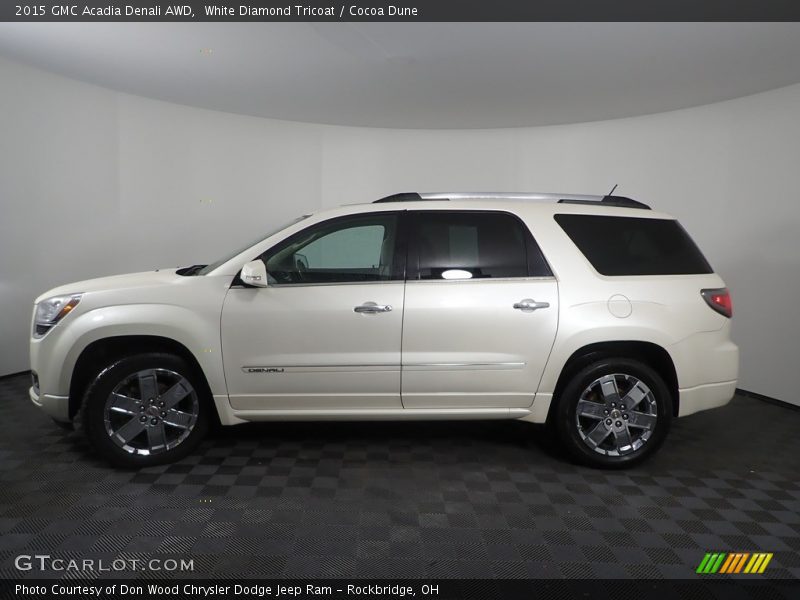 White Diamond Tricoat / Cocoa Dune 2015 GMC Acadia Denali AWD