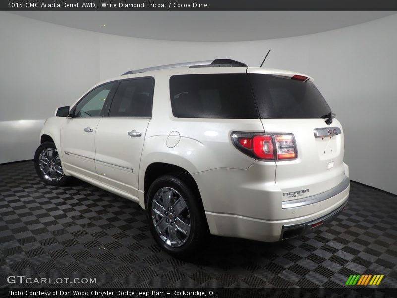 White Diamond Tricoat / Cocoa Dune 2015 GMC Acadia Denali AWD