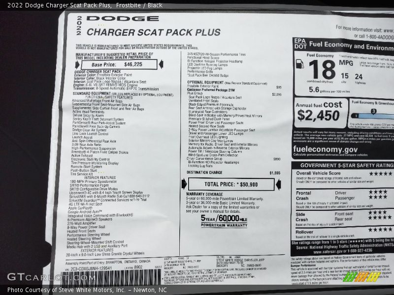 Frostbite / Black 2022 Dodge Charger Scat Pack Plus