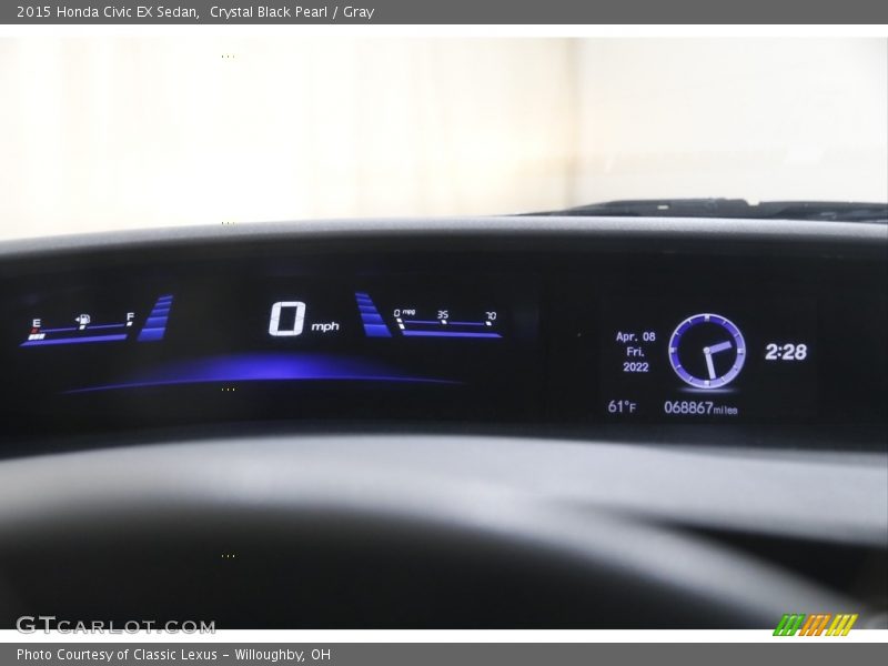 Crystal Black Pearl / Gray 2015 Honda Civic EX Sedan