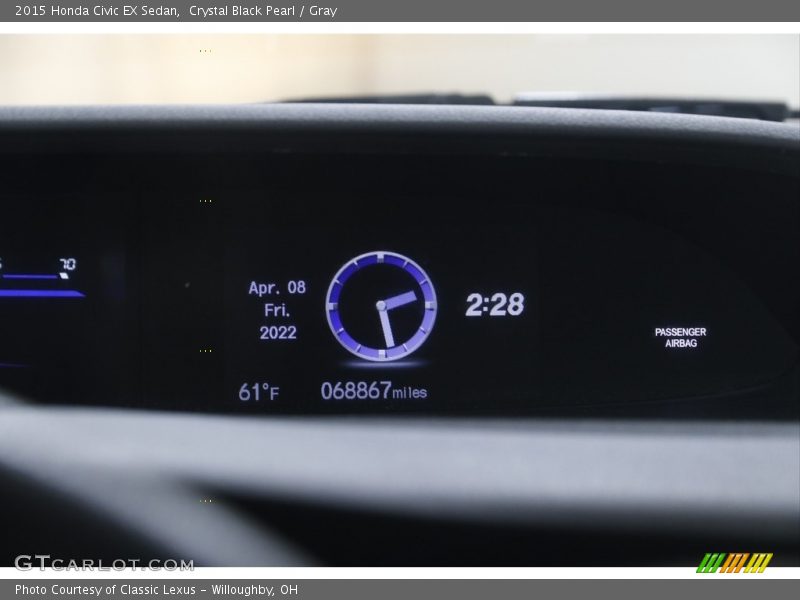 Crystal Black Pearl / Gray 2015 Honda Civic EX Sedan