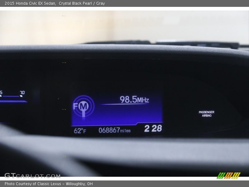Crystal Black Pearl / Gray 2015 Honda Civic EX Sedan