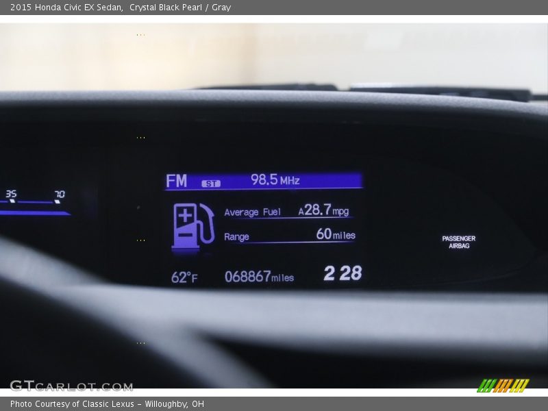 Crystal Black Pearl / Gray 2015 Honda Civic EX Sedan