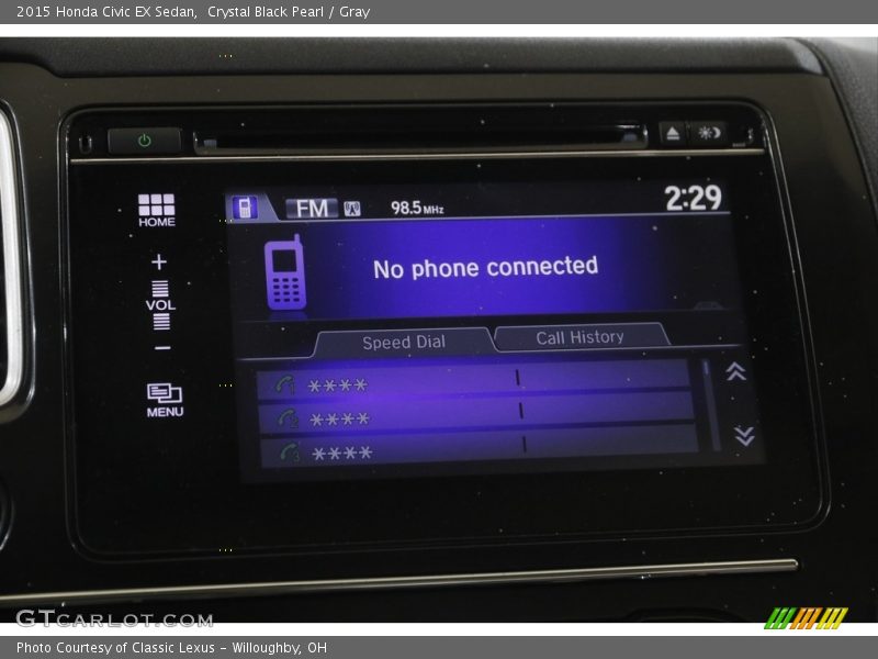 Crystal Black Pearl / Gray 2015 Honda Civic EX Sedan