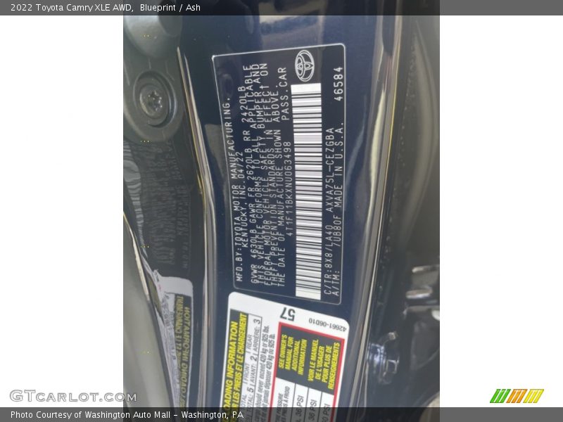 Blueprint / Ash 2022 Toyota Camry XLE AWD