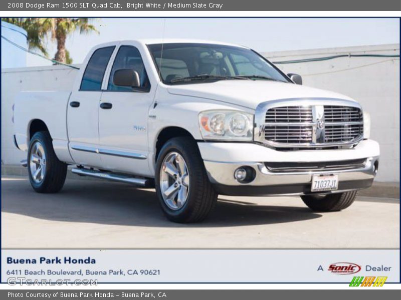 Bright White / Medium Slate Gray 2008 Dodge Ram 1500 SLT Quad Cab