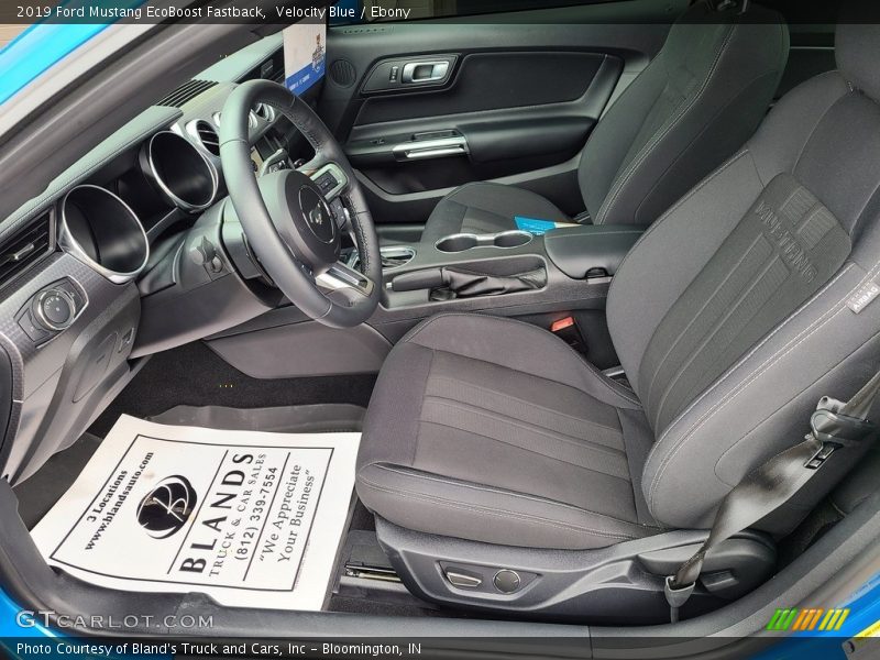 Velocity Blue / Ebony 2019 Ford Mustang EcoBoost Fastback