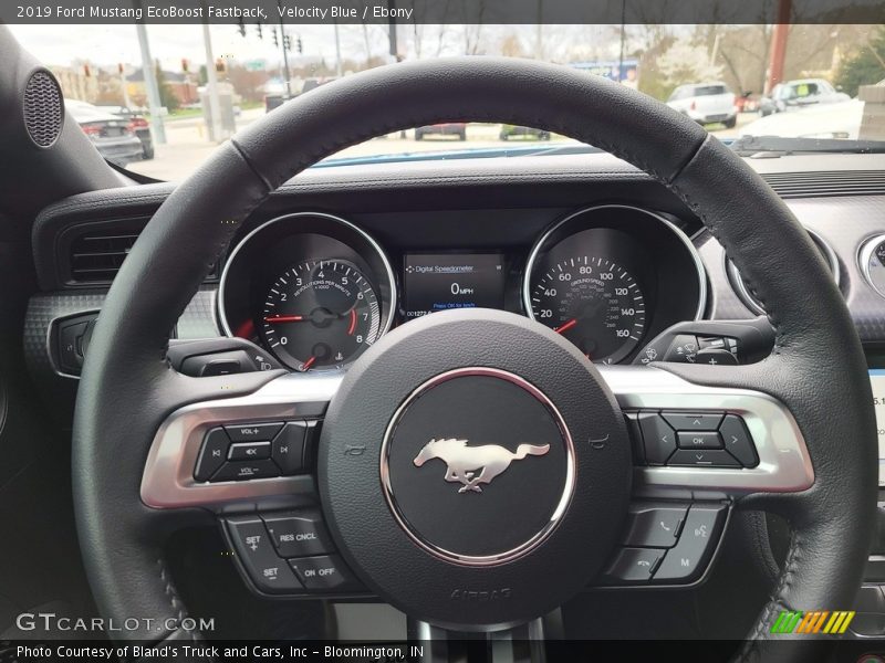 Velocity Blue / Ebony 2019 Ford Mustang EcoBoost Fastback