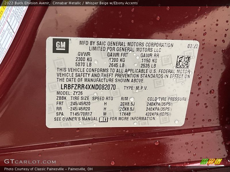 Cinnabar Metallic / Whisper Beige w/Ebony Accents 2022 Buick Envision Avenir