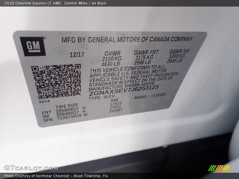 Summit White / Jet Black 2018 Chevrolet Equinox LT AWD