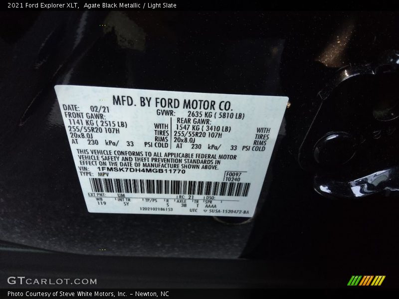 2021 Explorer XLT Agate Black Metallic Color Code UM