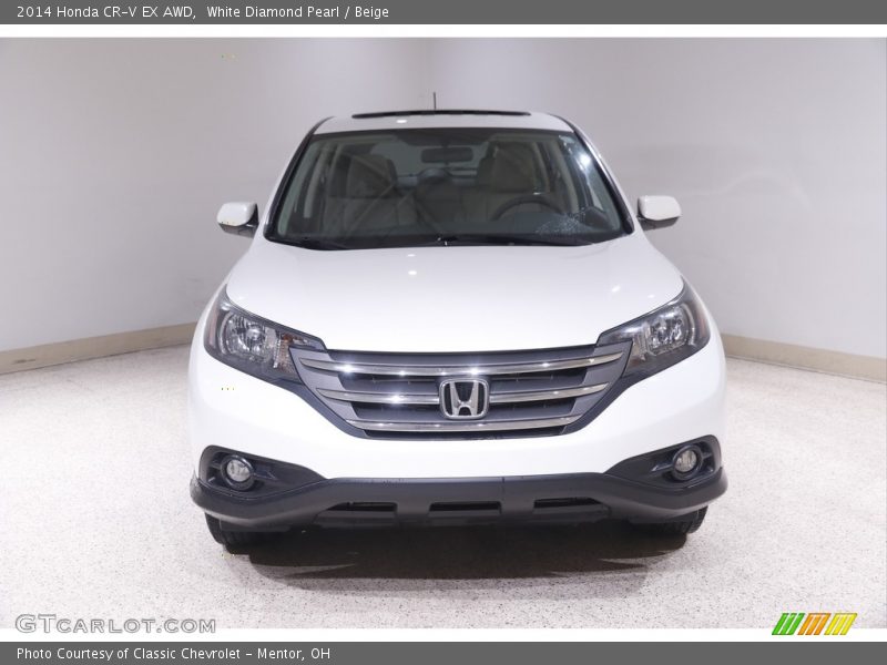 White Diamond Pearl / Beige 2014 Honda CR-V EX AWD