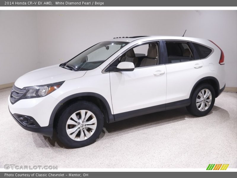 White Diamond Pearl / Beige 2014 Honda CR-V EX AWD