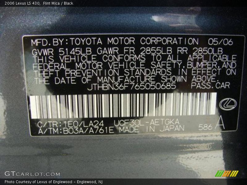 Flint Mica / Black 2006 Lexus LS 430