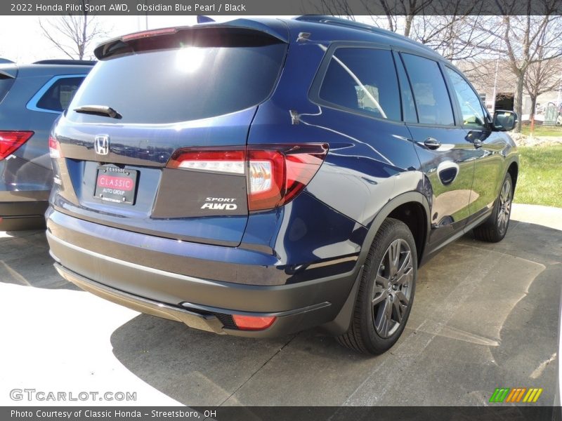 Obsidian Blue Pearl / Black 2022 Honda Pilot Sport AWD