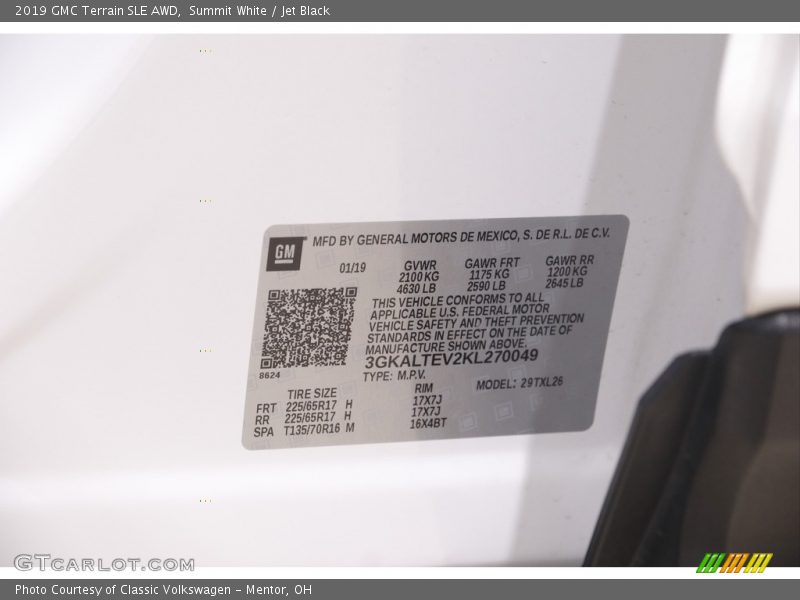 Summit White / Jet Black 2019 GMC Terrain SLE AWD