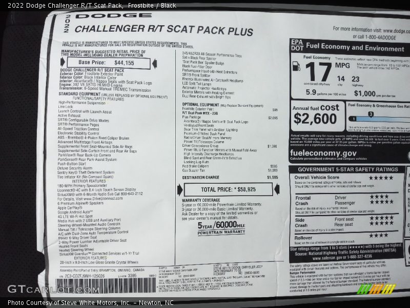Frostbite / Black 2022 Dodge Challenger R/T Scat Pack