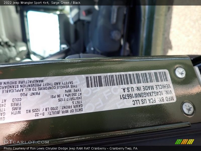 Sarge Green / Black 2022 Jeep Wrangler Sport 4x4