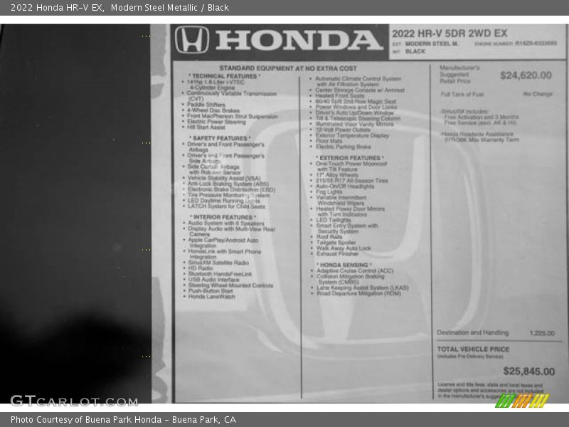 Modern Steel Metallic / Black 2022 Honda HR-V EX