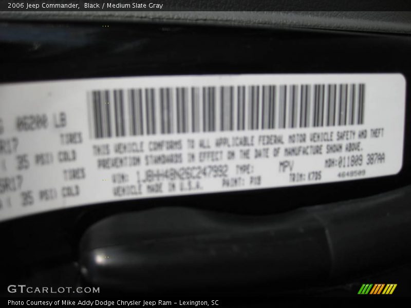 Black / Medium Slate Gray 2006 Jeep Commander