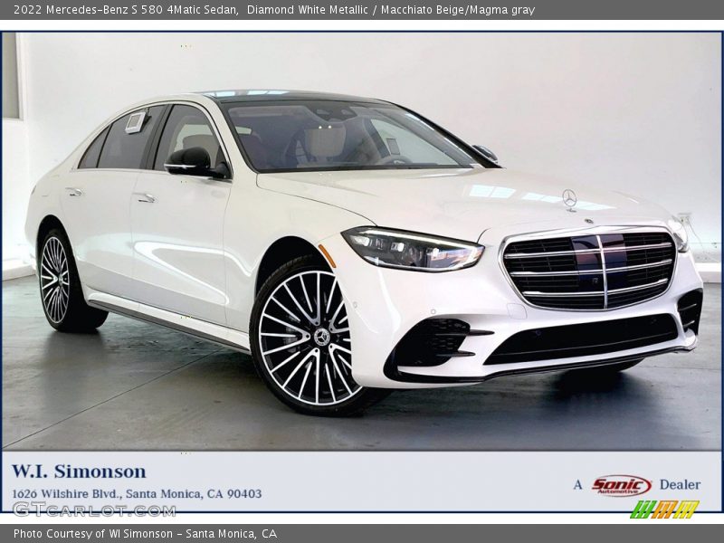 Diamond White Metallic / Macchiato Beige/Magma gray 2022 Mercedes-Benz S 580 4Matic Sedan