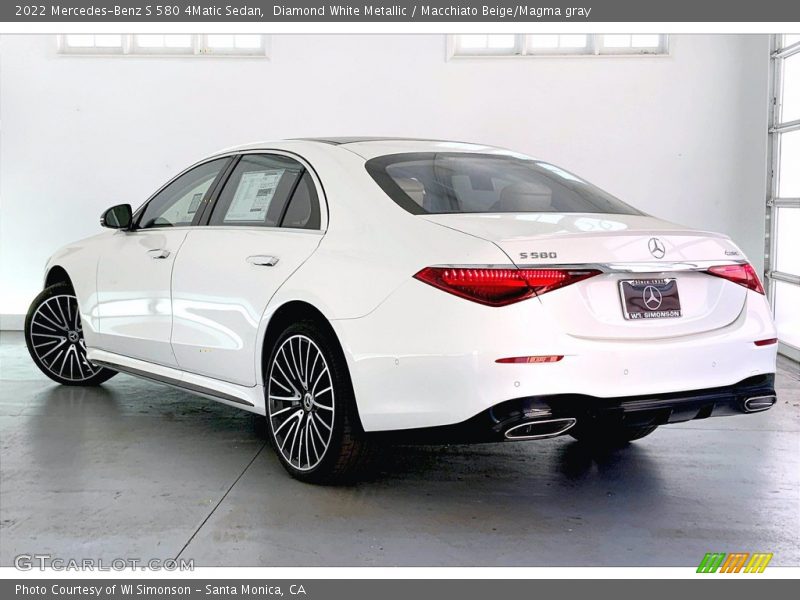 Diamond White Metallic / Macchiato Beige/Magma gray 2022 Mercedes-Benz S 580 4Matic Sedan