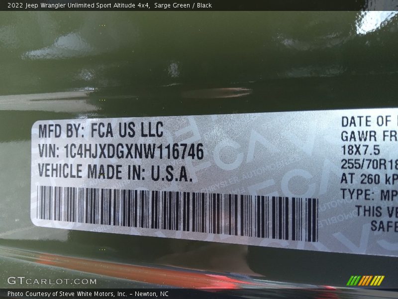 Sarge Green / Black 2022 Jeep Wrangler Unlimited Sport Altitude 4x4